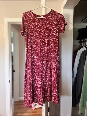 Old Navy Red Floral Midi Dress
